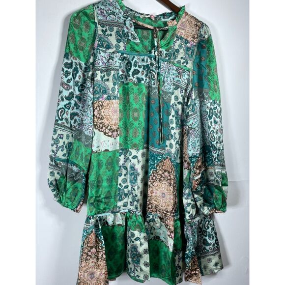 UMGEE NWT Boho Patchwork Dress Western Cowgirl Chic Festival Retro Gypsy Vibes - Picture 2 of 8